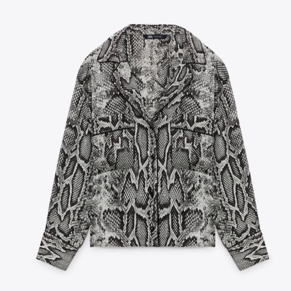 Zara snake skin animal print button up blouse - Picture 4 of 6